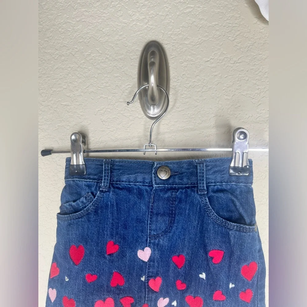 Gymboree 2014 Valentines Puppy Love Denim Hearts Skirt Size 18-24 months